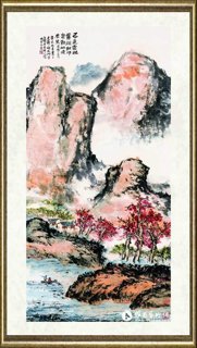 朱屺瞻_霜林叶爛红_br_Gorgeous Red Frost-bitten Forest Leaves